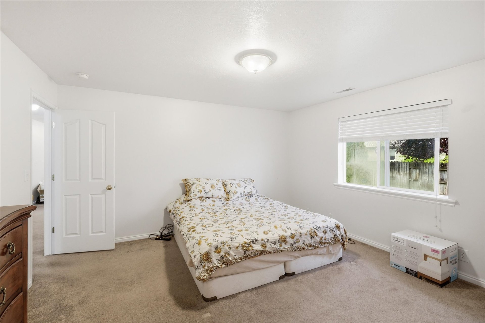 Generous primary bedroom with large window and natural light